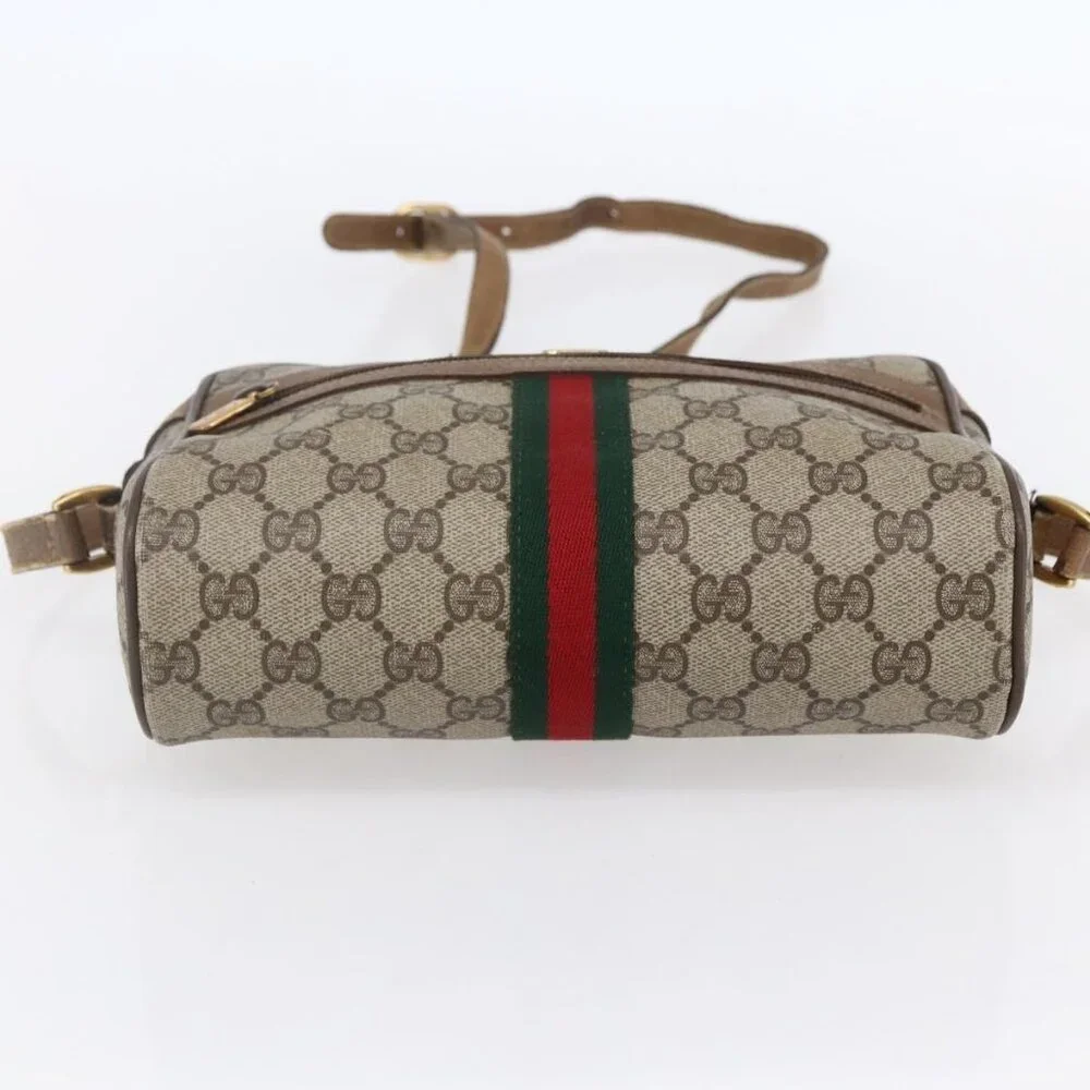 Authentic GUCCI GG Supreme Web Sherry Line Bag PVC Beige Gold 98 02 004 - Picture 12 of 16